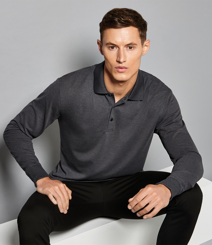 Kustom Kit Long Sleeve Poly Cotton Pique Polo Shirt Fire Label